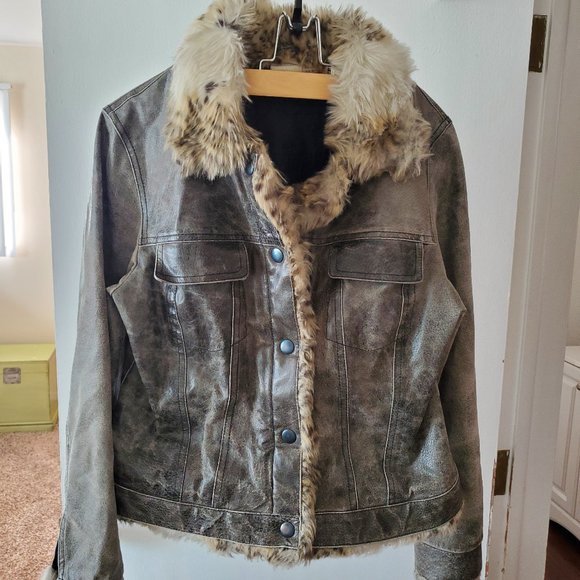 Leather jacket black distressed - Picture 1 of 2